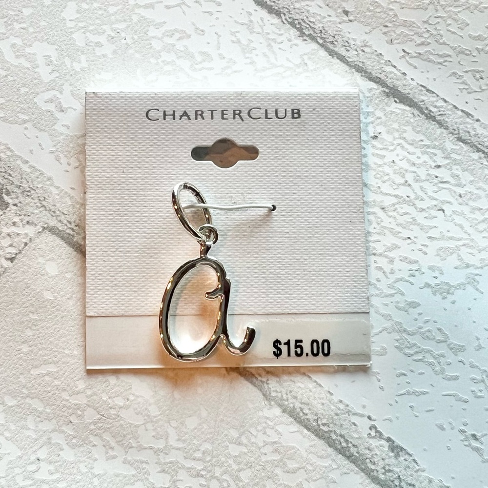 NWT Charter Club Script A initial pendant or charm